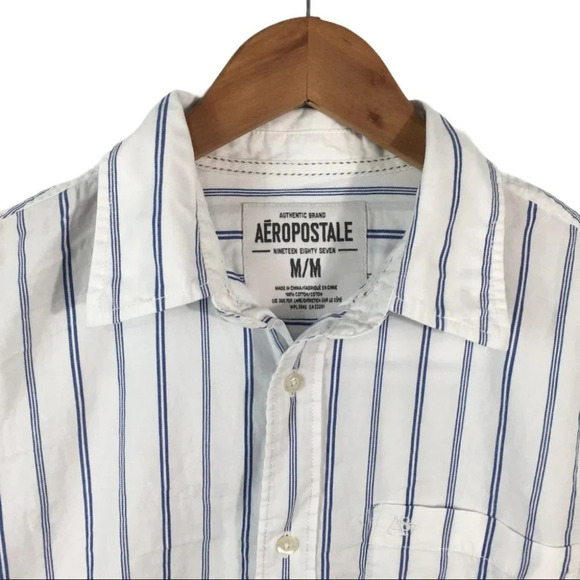 BF225 Aeropostale Striped Button Front Shirt M - Picture 4 of 4